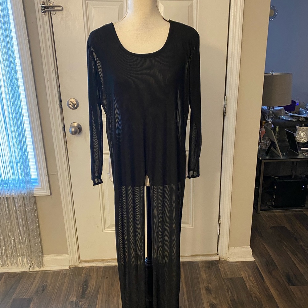 Elegant Black Sheer Jumpsuit Bodysuit